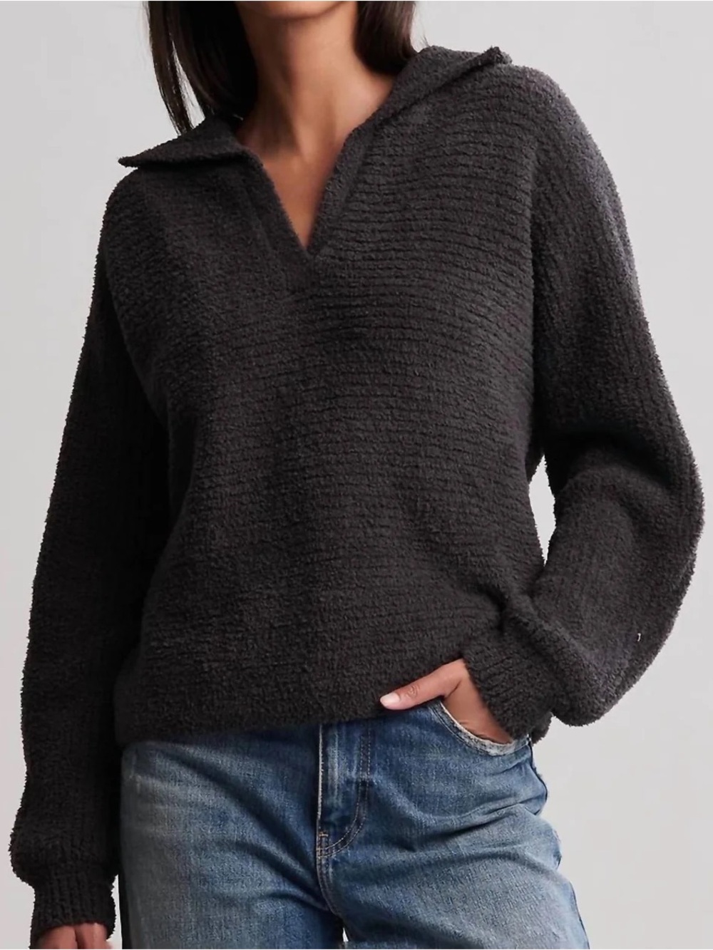Barefoot Dreams - Cozy Chic Dolman Sleeve collared pullover, Size Small
